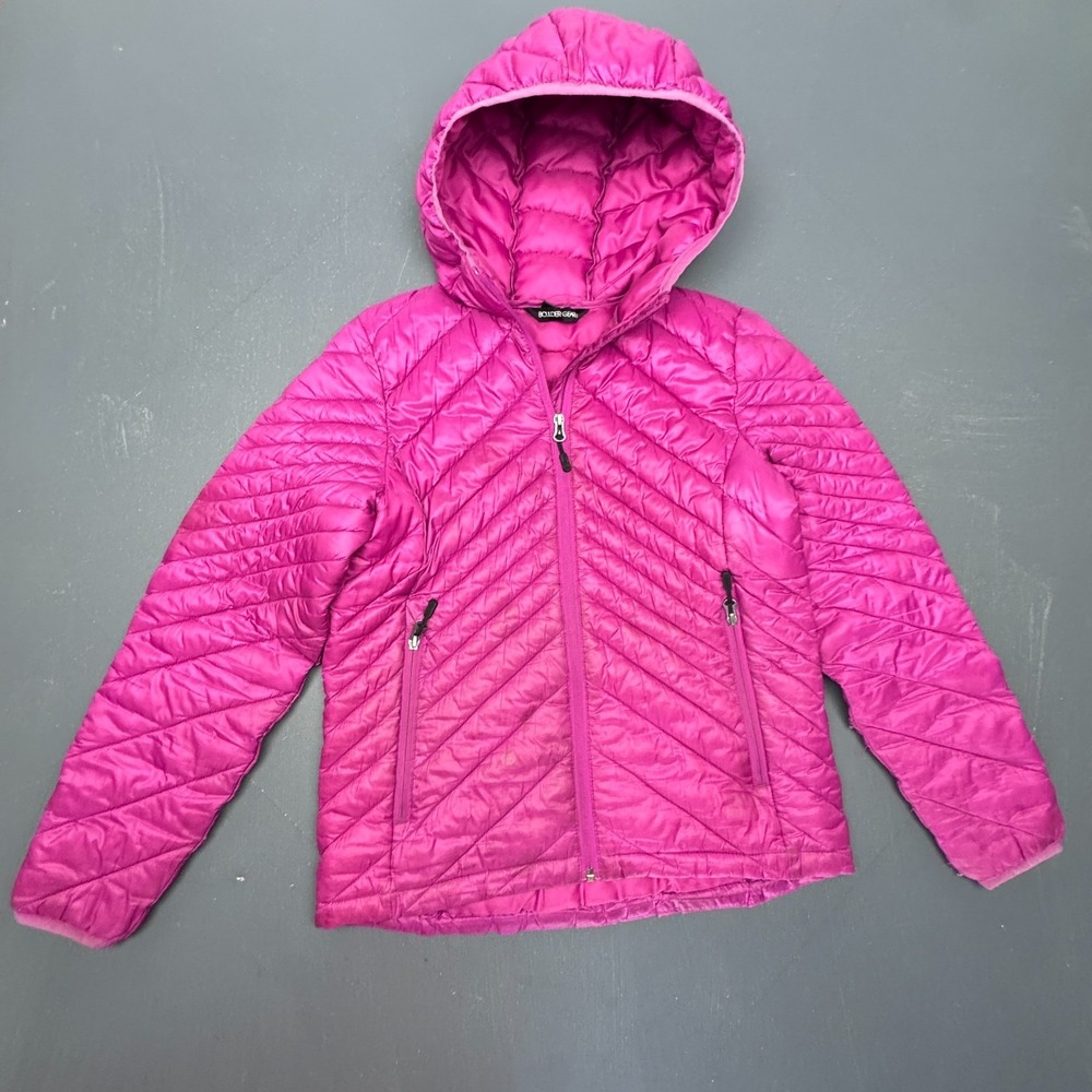 Boulder Gear Girls XL Purple Hooded Puffer Jacket Full Zip Quilted Winter Coat